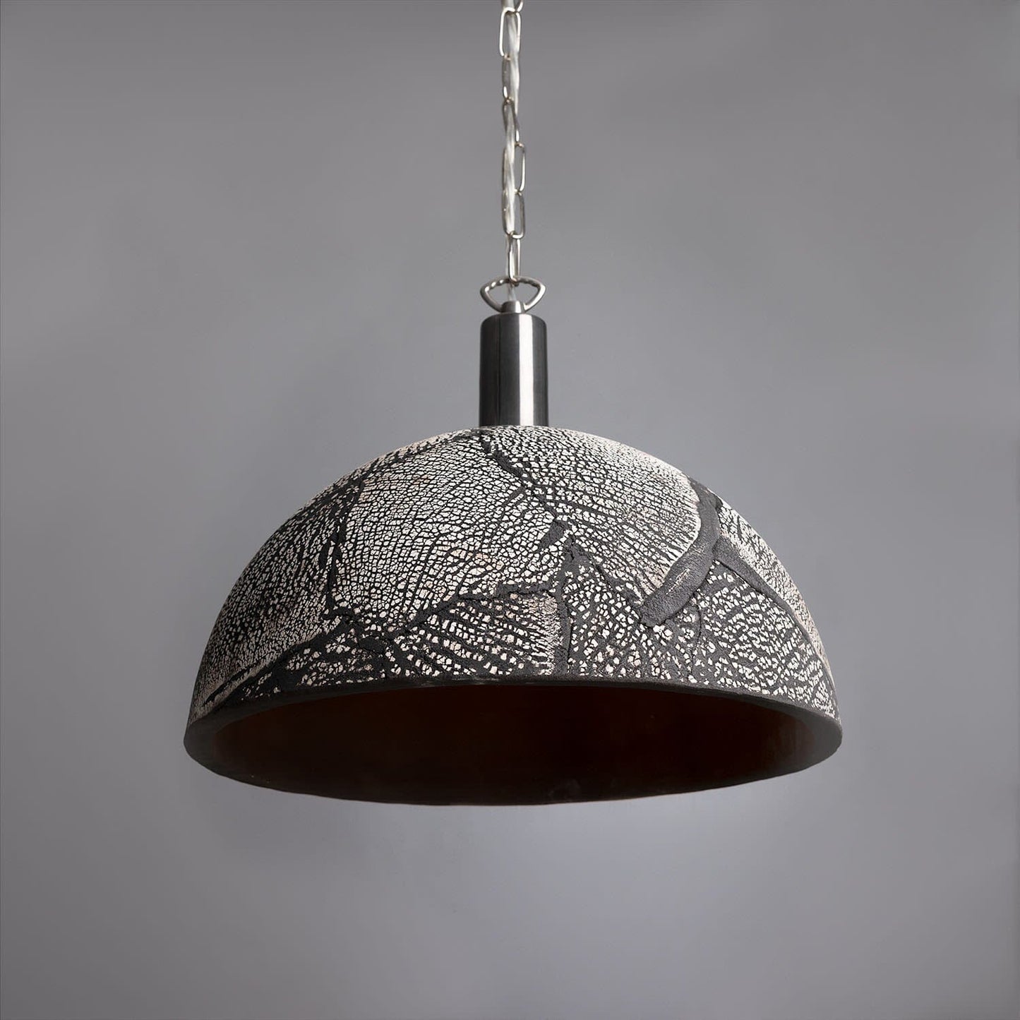 Fiorani Casa | Organic Ceramic Dome Pendant Light 37cm in Black Clay NALANI