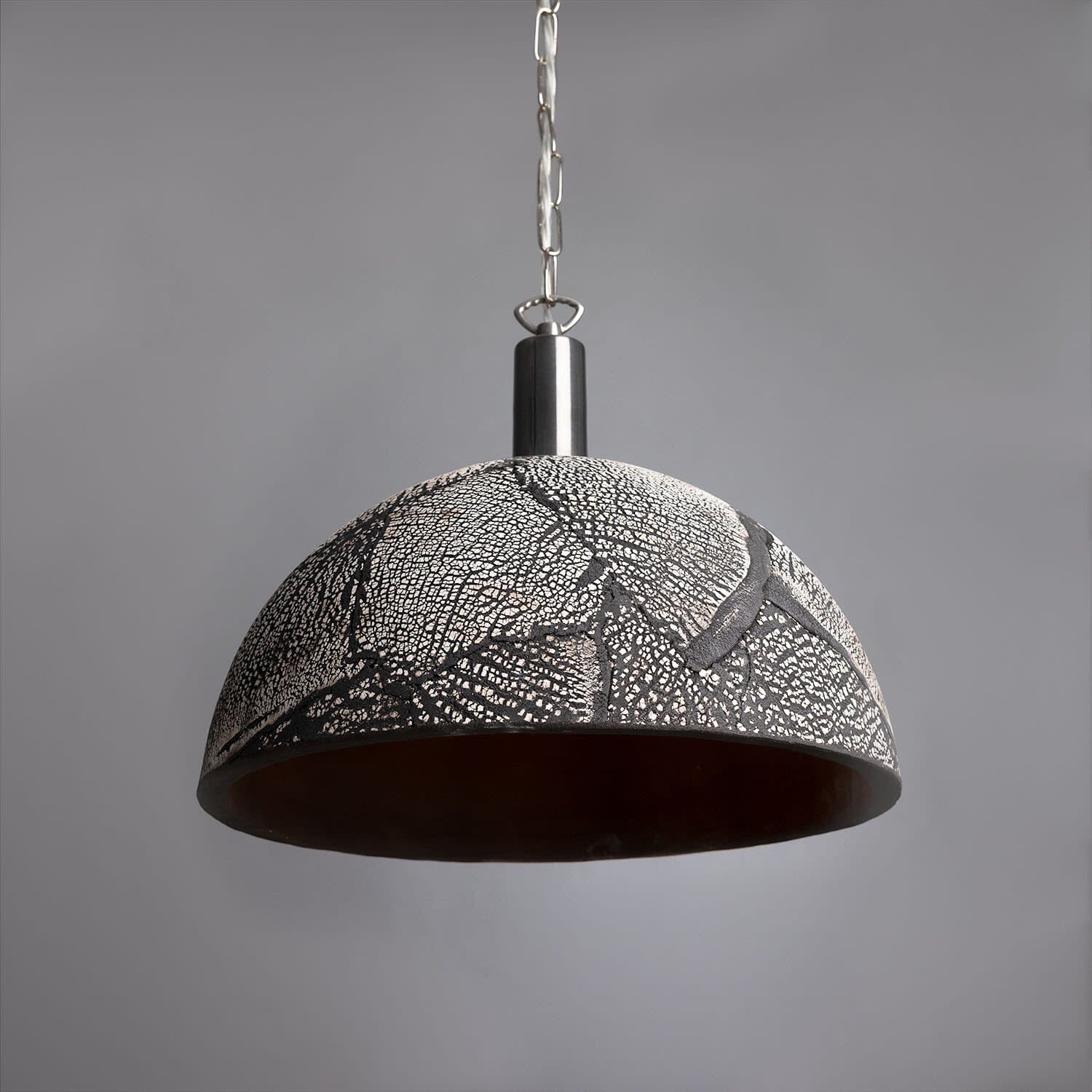 Fiorani Casa | Organic Ceramic Dome Pendant Light 37cm in Black Clay NALANI