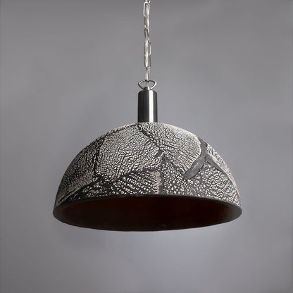 Fiorani Casa | Organic Ceramic Dome Pendant Light 37cm in Black Clay NaLani