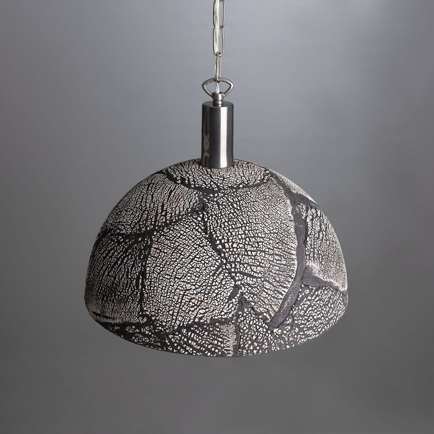 Fiorani Casa | Organic Ceramic Dome Pendant Light 37cm in Black Clay NALANI