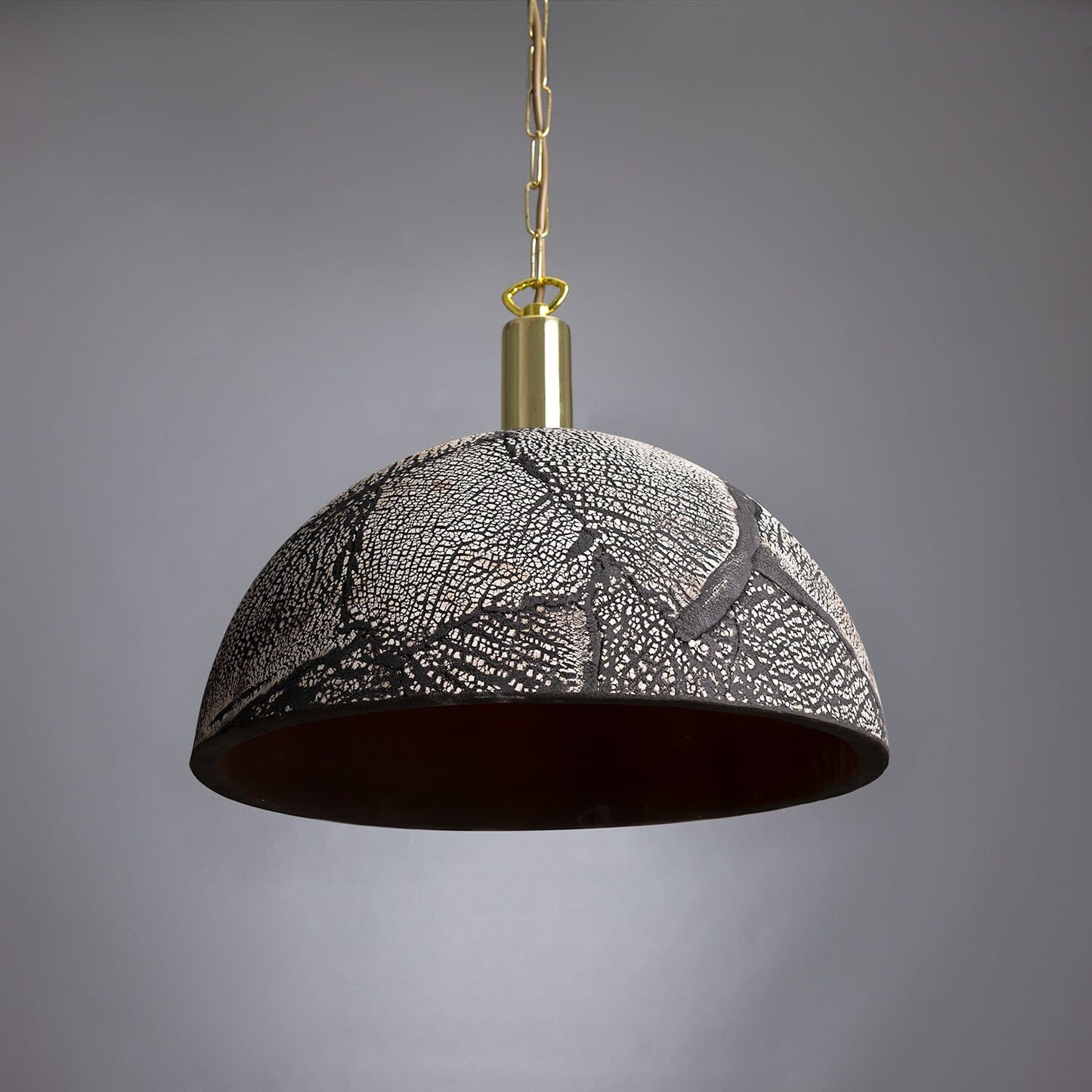 Fiorani Casa | Organic Ceramic Dome Pendant Light 37cm in Black Clay NALANI