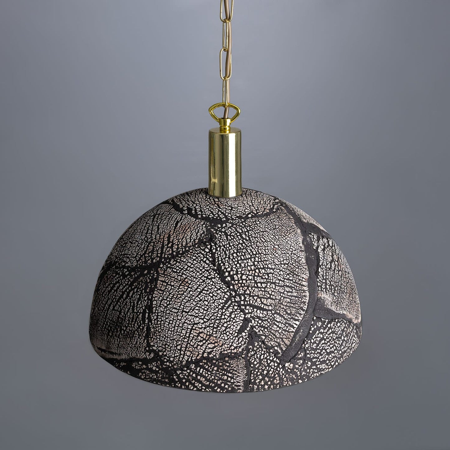 Fiorani Casa | Organic Ceramic Dome Pendant Light 37cm in Black Clay NALANI