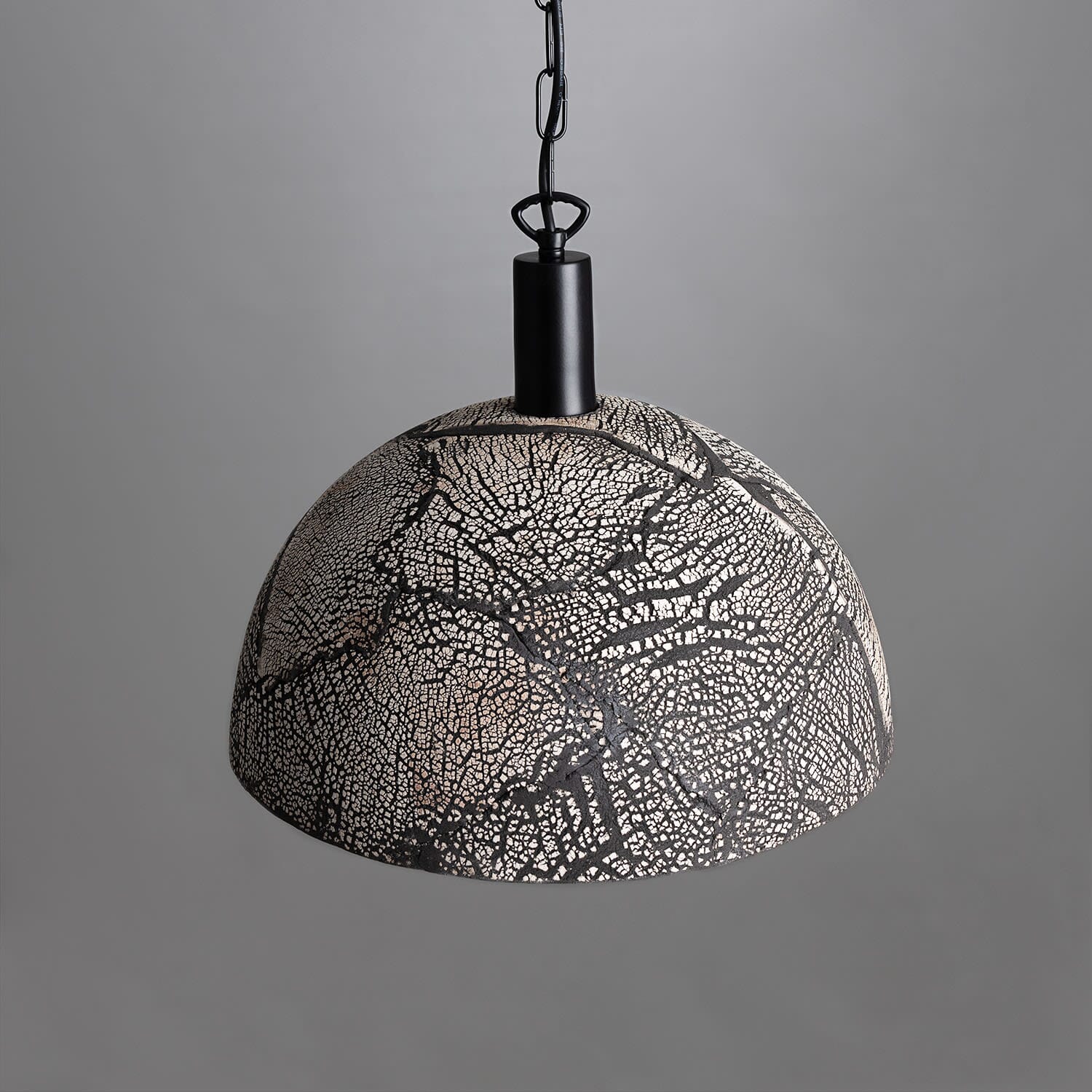 Fiorani Casa | Organic Ceramic Dome Pendant Light 37cm in Black Clay NALANI