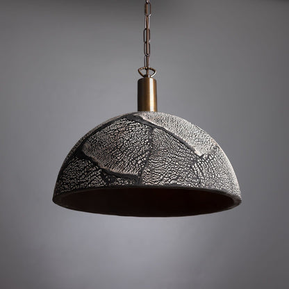 Fiorani Casa | Organic Ceramic Dome Pendant Light 37cm in Black Clay Antique Brass NaLani