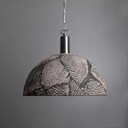 Fiorani Casa | Organic Ceramic Dome Pendant Light 37cm in Black Clay Antique Silver NaLani