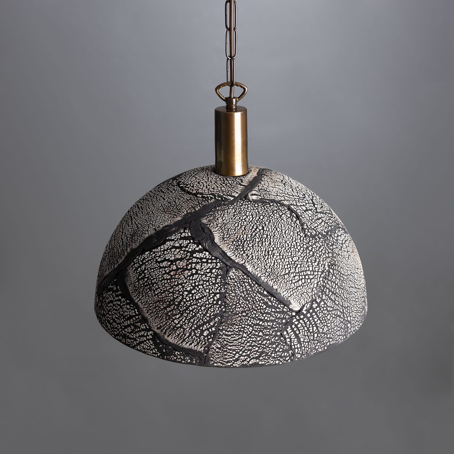 Fiorani Casa | Organic Ceramic Dome Pendant Light 37cm in Black Clay NALANI