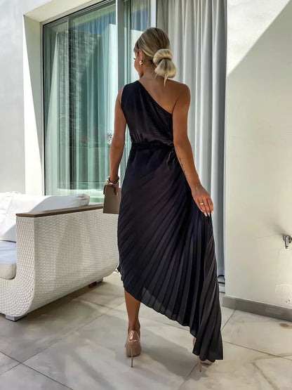 Liana | One Shoulder Pleated Dress for Formal Evening Events