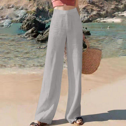 Ovara | Women's Wide-Leg Pants Trousers - High Waist - Breathable Lightweight Fabric