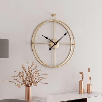 Gold Minimalist Metal Wall Clock Large Gold with Black Hands NALANI