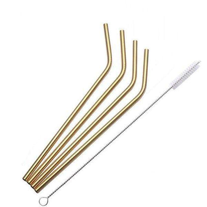 Eco Friendly Matte Metal Straws Set Reusable Kitchen Gold NALANI