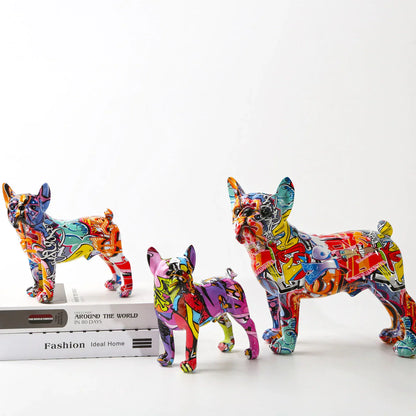 Graffiti Painted French Bulldog Statue NaLani