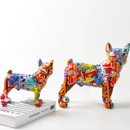 Graffiti Painted French Bulldog Statue NaLani