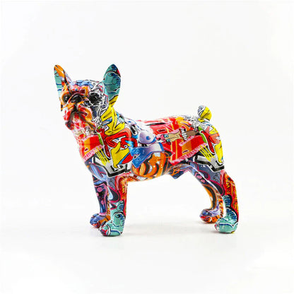 Graffiti Painted French Bulldog Statue Abstract NaLani