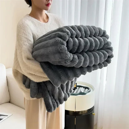 Soft Plush Maxi Winter Blanket Cozy Warm Throw For Couch dark gray NALANI