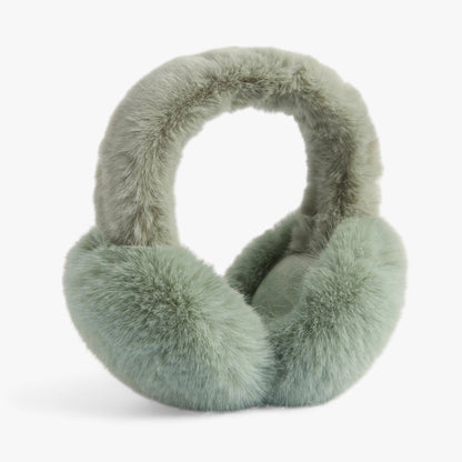 Faux Fur Ear Warmers For Winter Luxury And Cozy Comfort Green Longhair NALANI