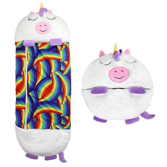 Three In One Kids Sleep Bag Pillow Plush Toy For Travel White unicorn NALANI