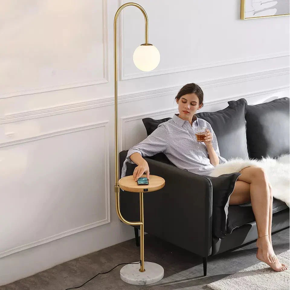 Hyde Floor Lamp with Side Table & Wireless Charger NALANI