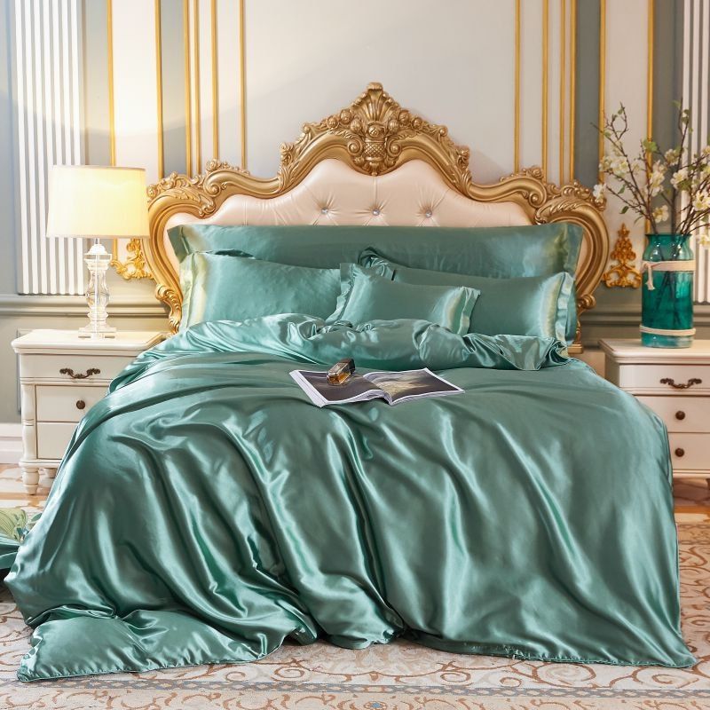 Silk Satin Bedding Set Four Piece Luxury Comfort Essentials Mint NALANI