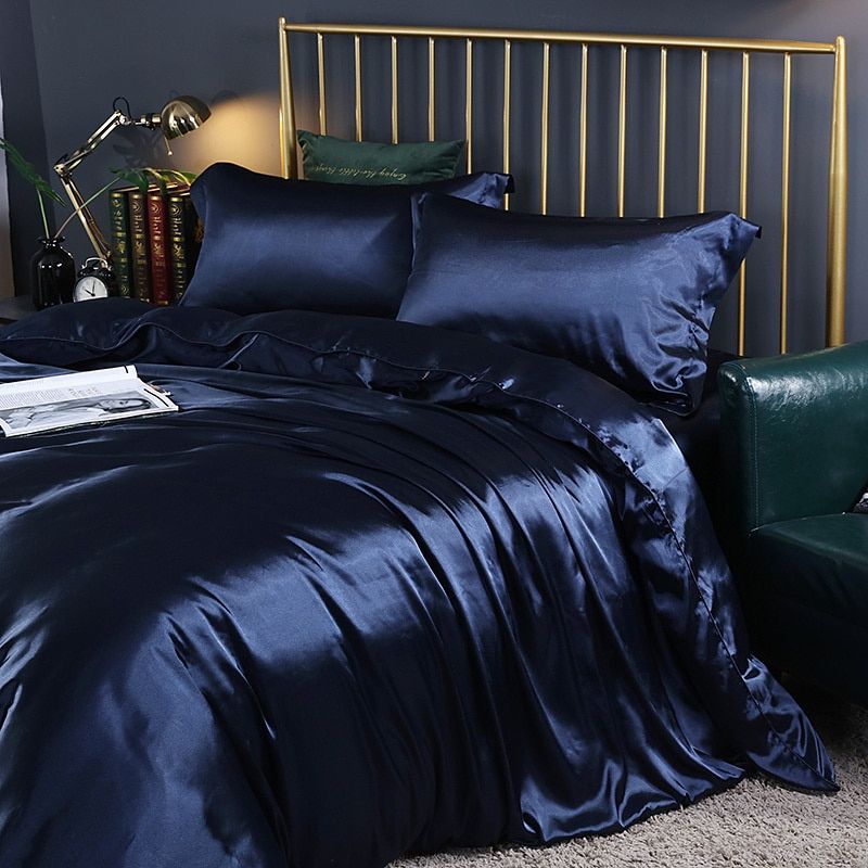 Silk Satin Bedding Set Four Piece Luxury Comfort Essentials Royalblue NALANI
