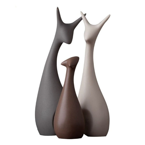 Elegant Ceramic Deer Family Figurines for Home Decor NaLani