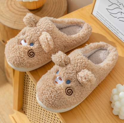 Fluffy Animal Slippers For Home All Ages Non Slip Sole Beige Bear NALANI