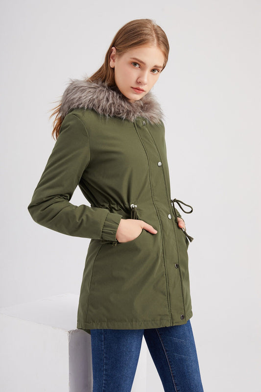 Liana | Women’s Parka Coat – Mid-Length Regular Fit – Faux Fur Hood – Insulated – Adjustable Waist