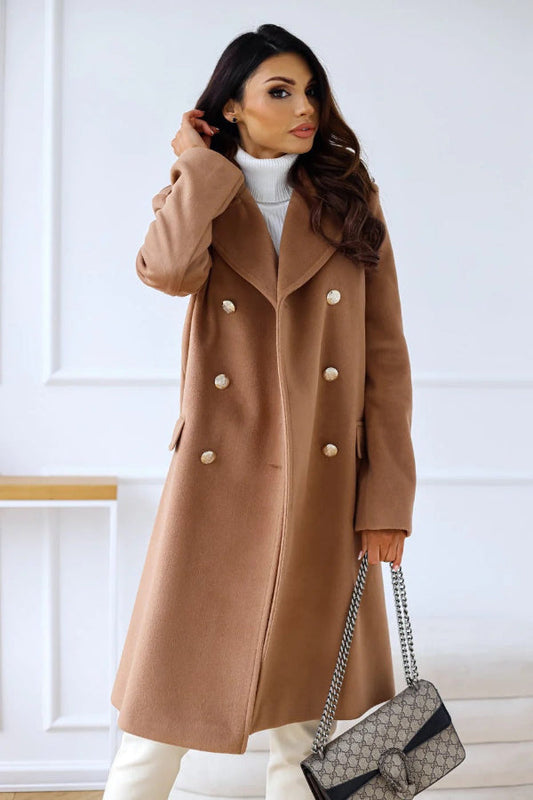 Serado Women’s Trench Coat – Wool – Tailored Fit – Double-Breasted – Full Length
