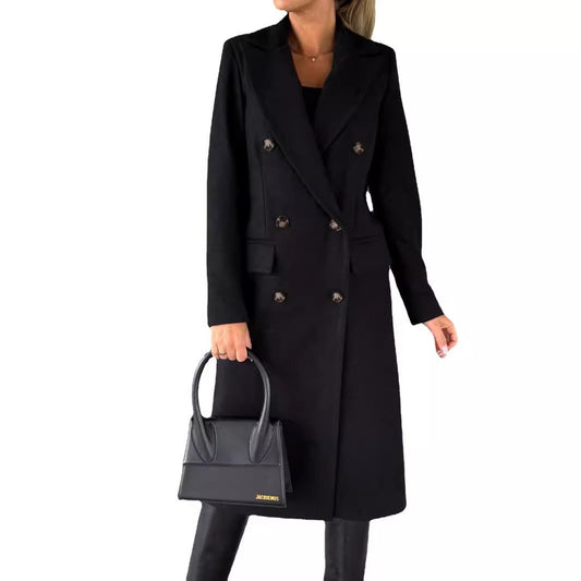 Nalani Women’s Trench Coat – Tailored Fit – Wool Blend – Double-Breasted – Knee Length