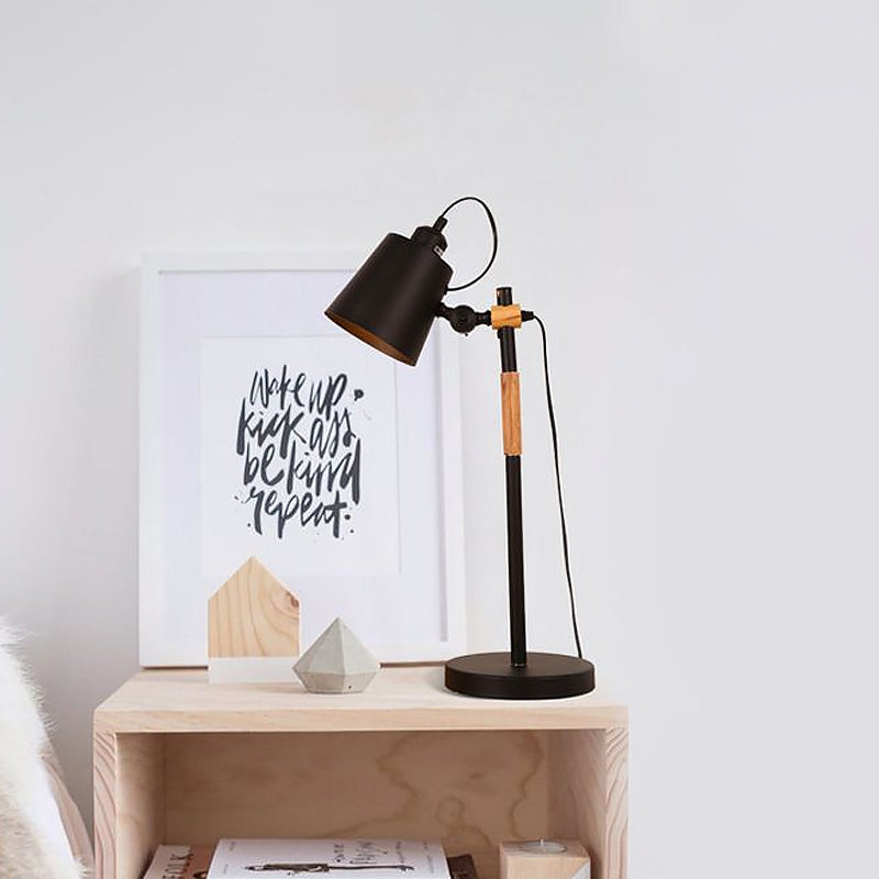 Industrial Metal Table Lamp in Bucket Style for Unique Interiors Black NALANI