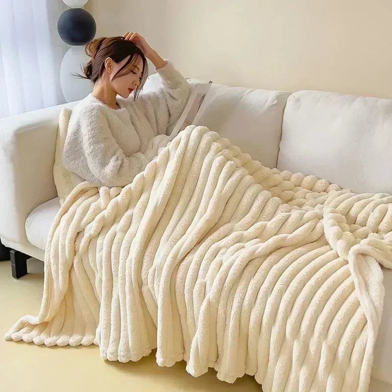 Soft Plush Maxi Winter Blanket Cozy Warm Throw For Couch Cream NALANI