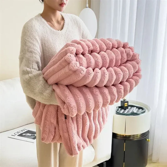 Soft Plush Maxi Winter Blanket Cozy Warm Throw For Couch Pink NALANI