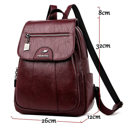 Leather Women Backpack Durable Elegant Daypack For Travel NALANI