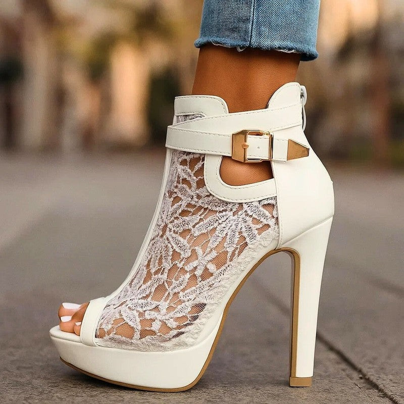 Luniva Lace Panel Platform Heels