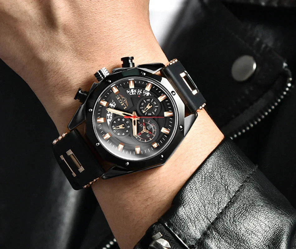 Men's Chronograph Watch Classic Stainless Steel Band Dial NALANI