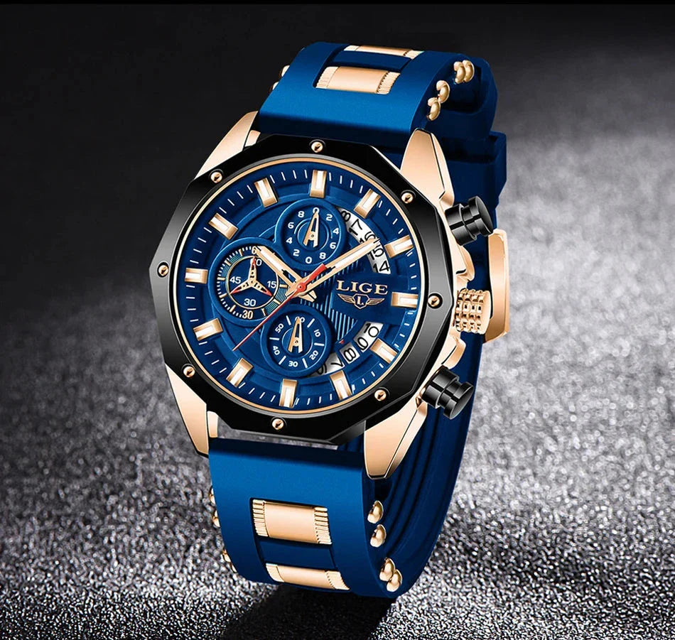 Men's Chronograph Watch Classic Stainless Steel Band Dial NALANI