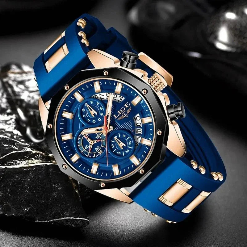 Men's Chronograph Watch Classic Stainless Steel Band Dial NALANI