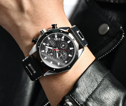 Men's Chronograph Watch Classic Stainless Steel Band Dial NALANI