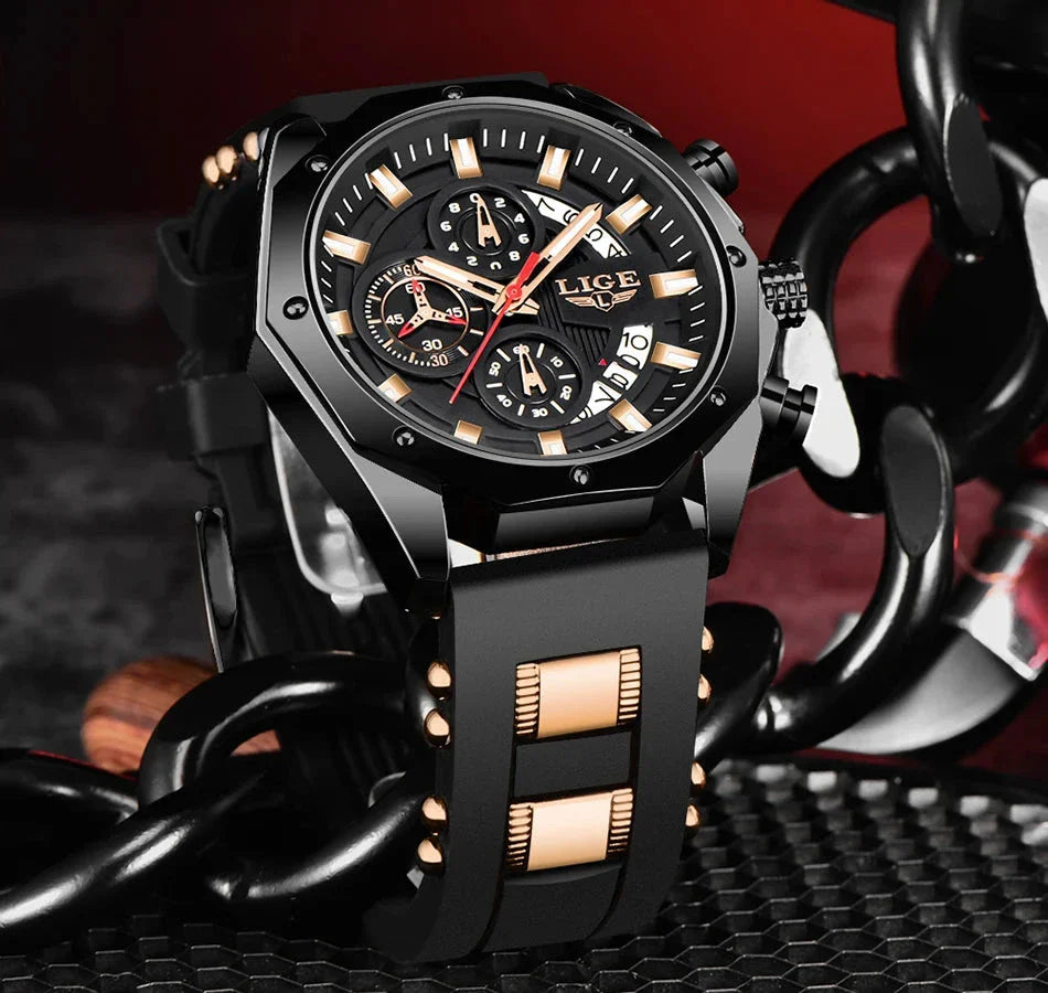 Men's Chronograph Watch Classic Stainless Steel Band Dial NALANI