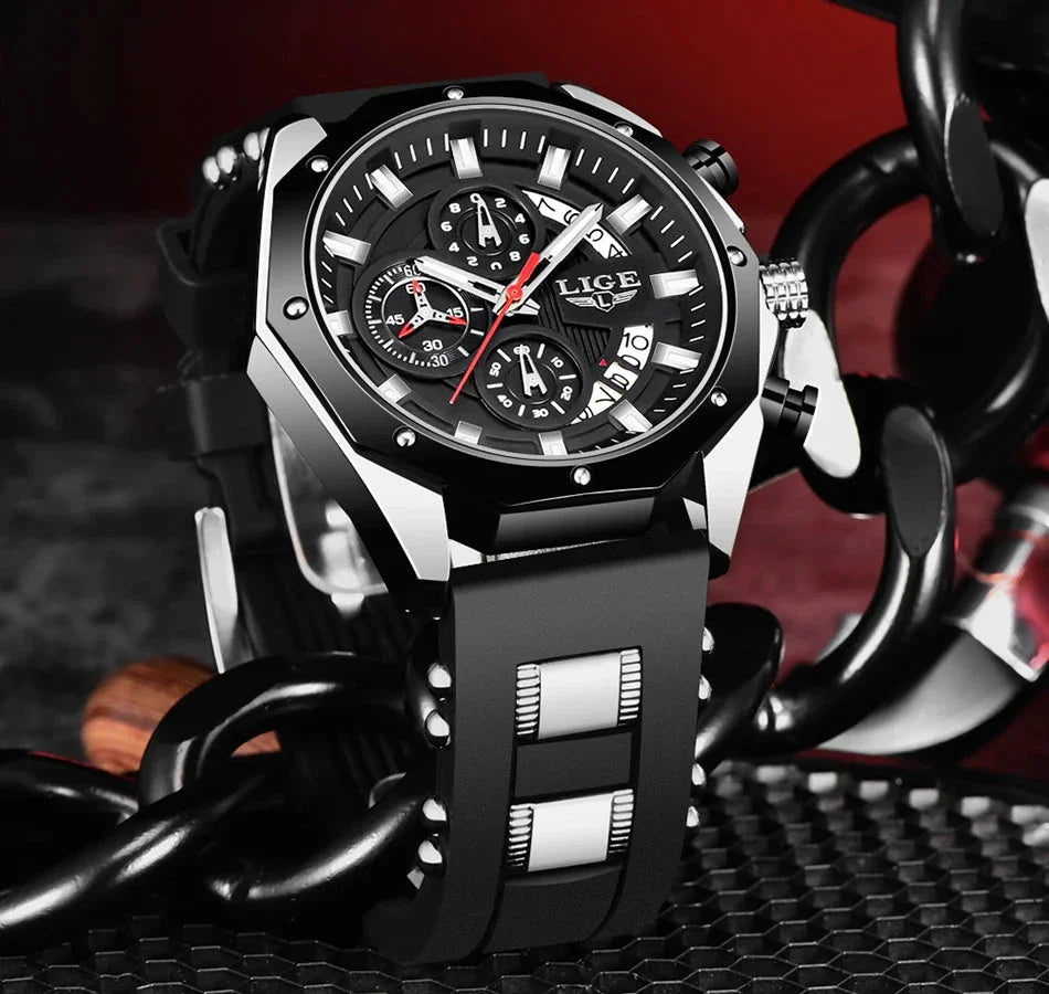 Men's Chronograph Watch Classic Stainless Steel Band Dial NALANI