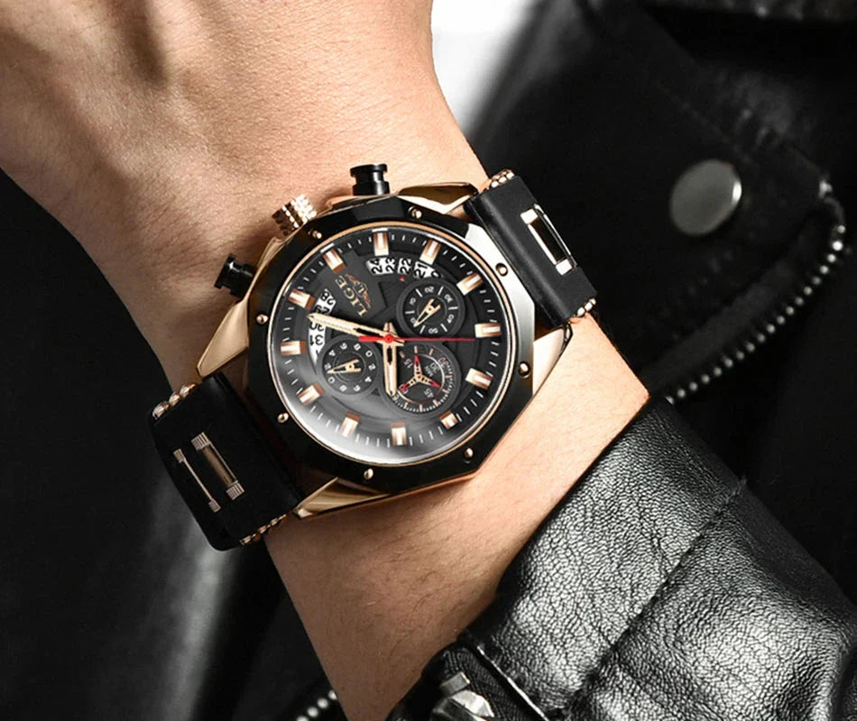 Men's Chronograph Watch Classic Stainless Steel Band Dial NALANI
