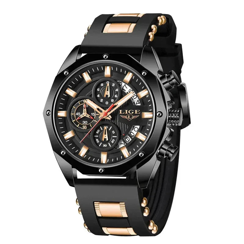 Men's Chronograph Watch Classic Stainless Steel Band Dial NALANI