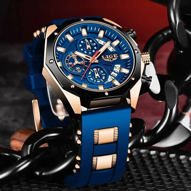 Men's Chronograph Watch Classic Stainless Steel Band Dial NALANI
