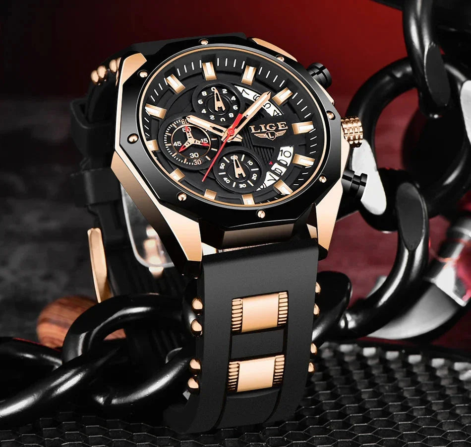 Men's Chronograph Watch Classic Stainless Steel Band Dial NALANI