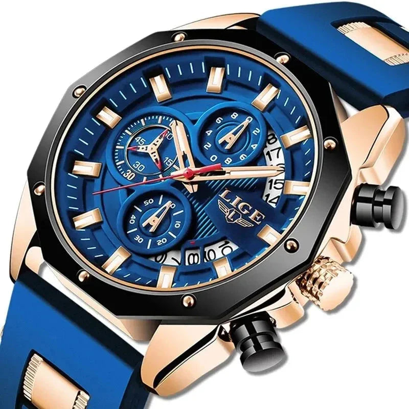 Men's Chronograph Watch Classic Stainless Steel Band Dial NALANI