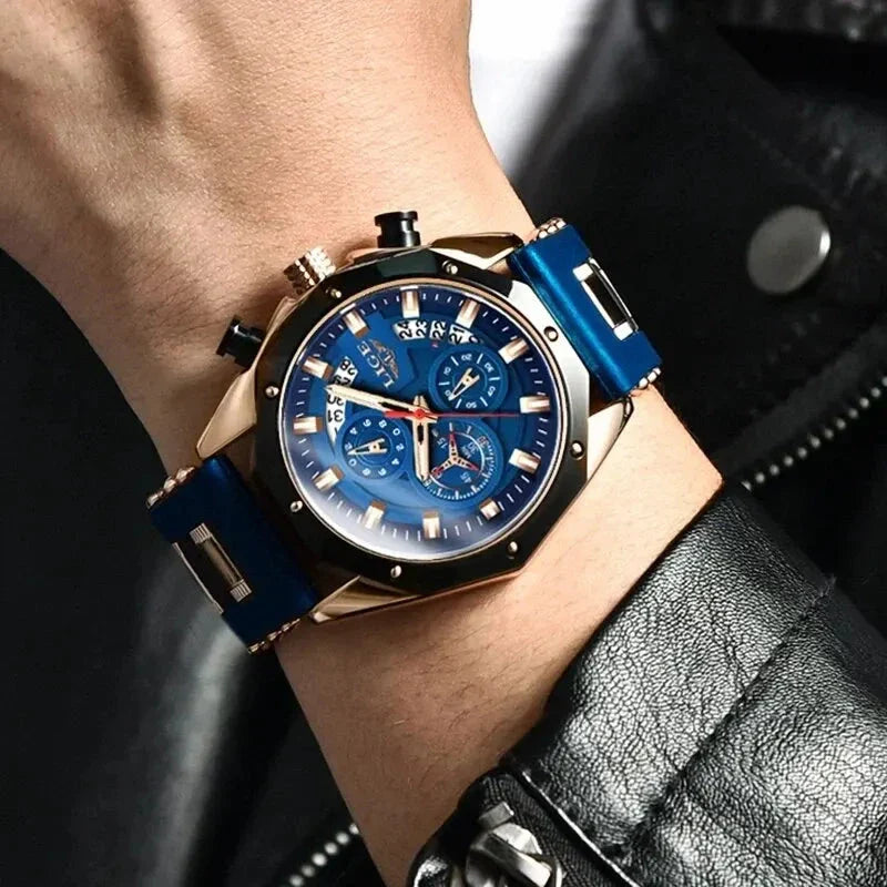Men's Chronograph Watch Classic Stainless Steel Band Dial NALANI
