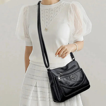 Vegan Leather Crossbody Bag With Secure Zipper Pockets NALANI