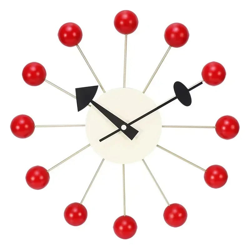 Mid Century Modern Wall Clock With Silent Quartz Movement red NALANI