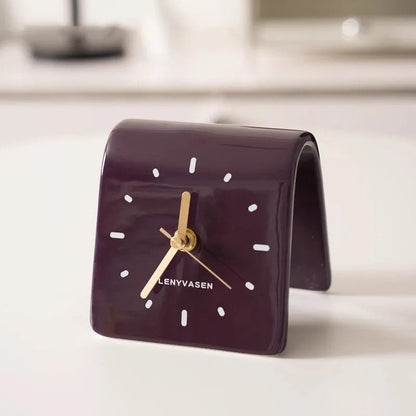 Handcrafted Ceramic Desk Clock For Modern Minimalist Decor Bright purple NALANI