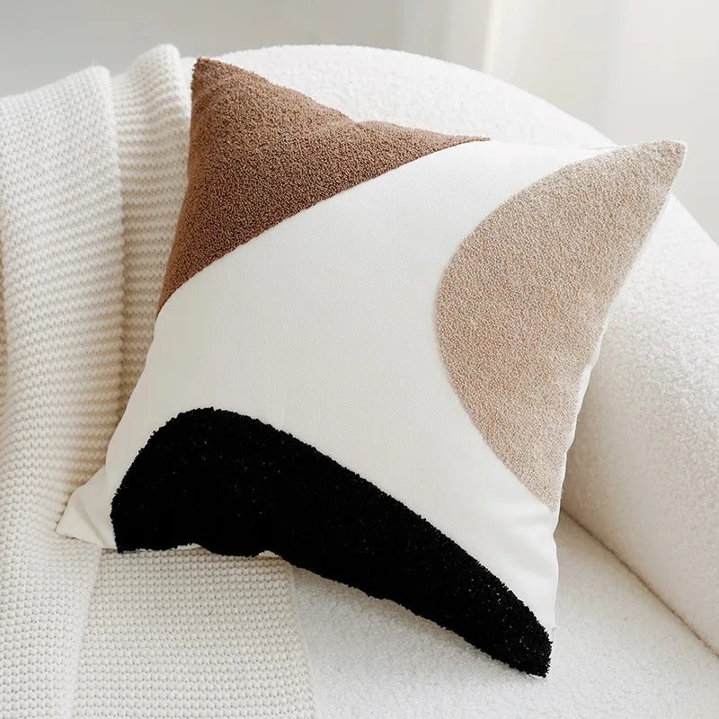 Vintage Patchwork Pillow Cover Cream Brown Eco Friendly E 45x45cm NALANI