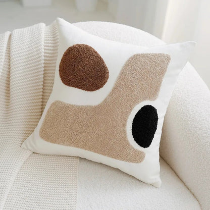 Vintage Patchwork Pillow Cover Cream Brown Eco Friendly F 45x45cm NALANI